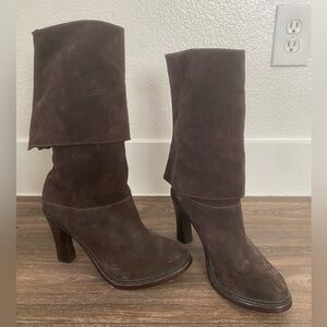 Vintage Bratz Style Womens Brown Suede Fold Over Boots